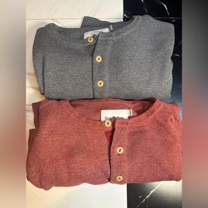 Goodfellow & Co Men's Button Up Henley Tee Bundle - Red and Gray